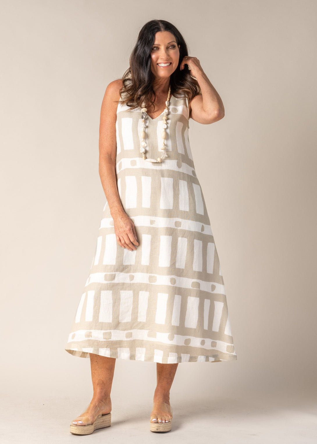 Agnitha Linen Dress in Cream