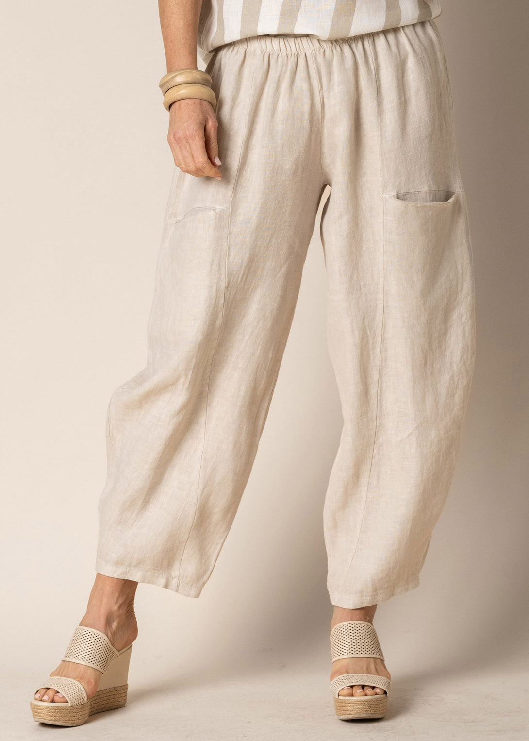 Florencia Linen Pants in Latte