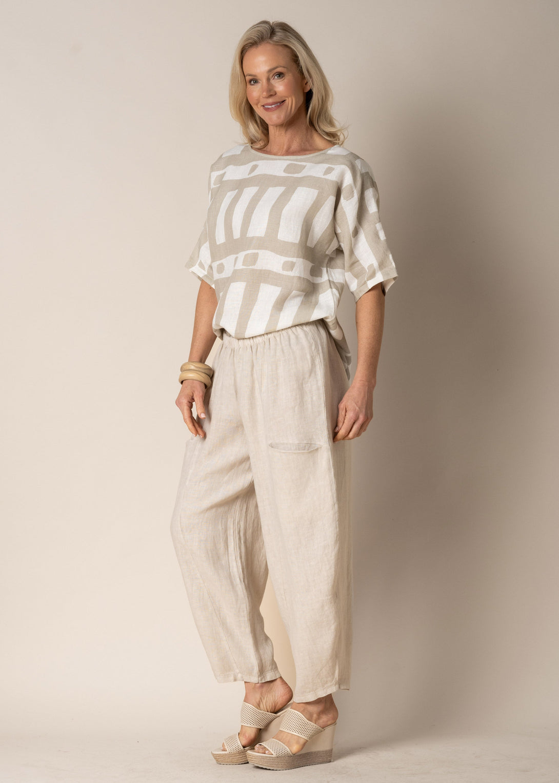 Florencia Linen Pants in Latte