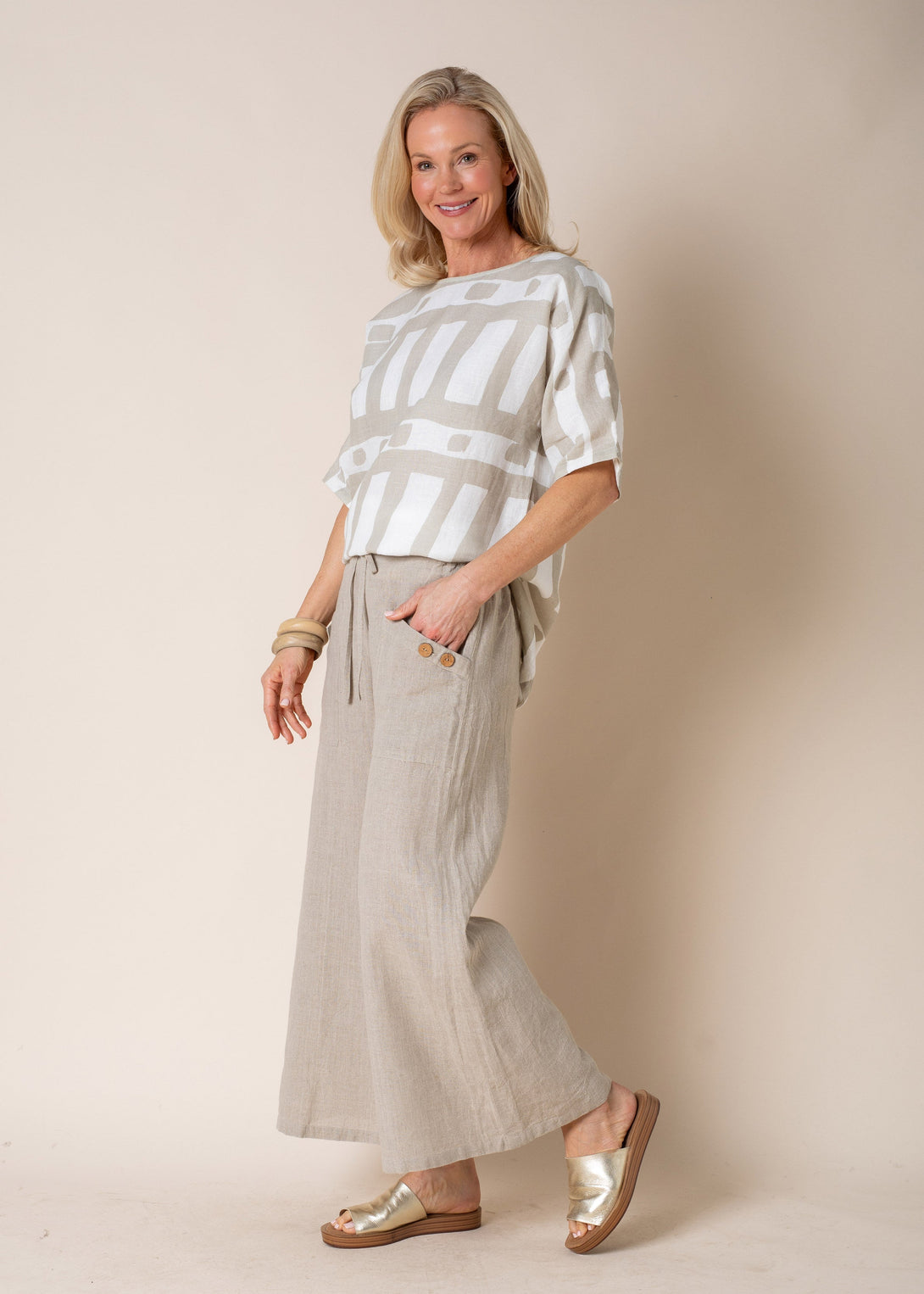 Annalise Linen Pant in Latte