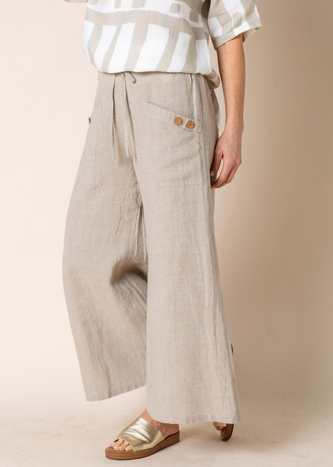 Annalise Linen Pant in Latte