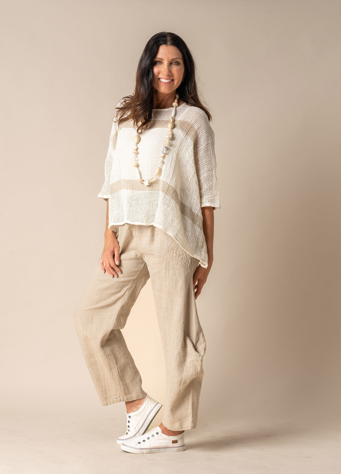 Aleena Linen Top in Cream