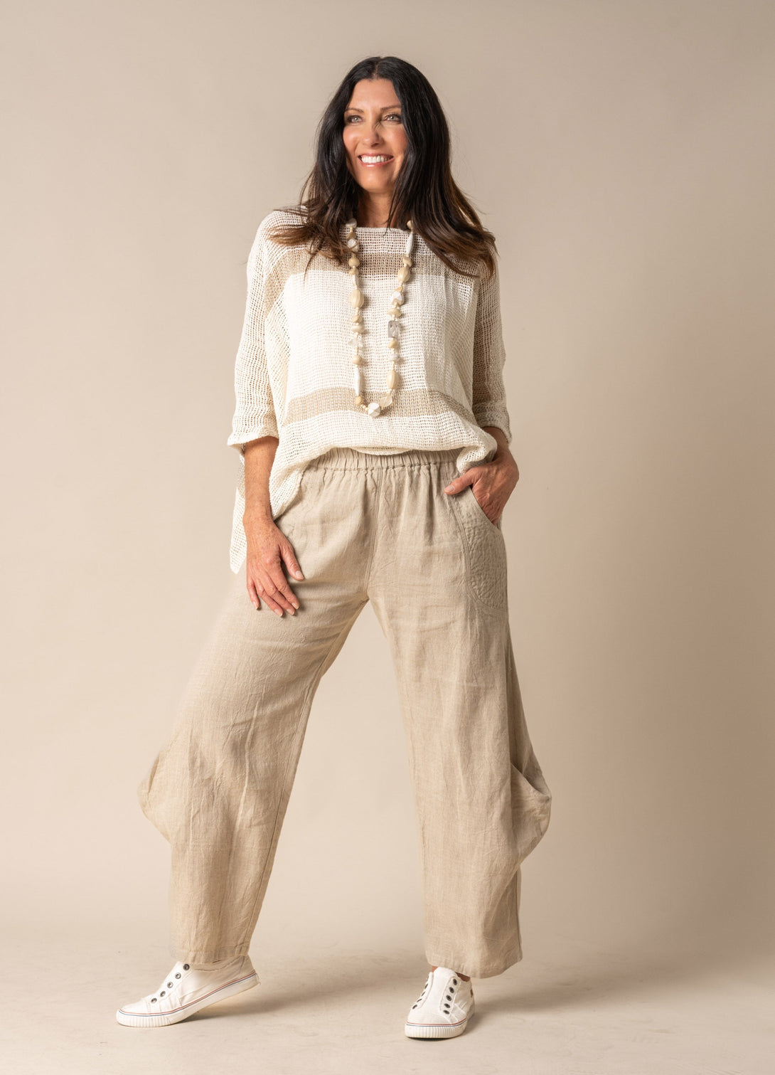 Shyla Linen Pant in Latte