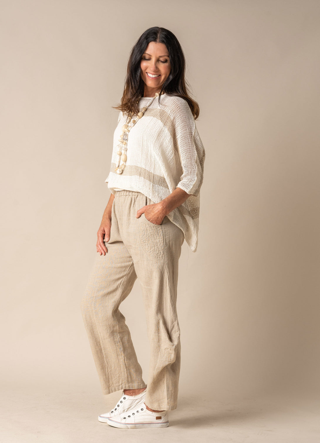 Shyla Linen Pant in Latte