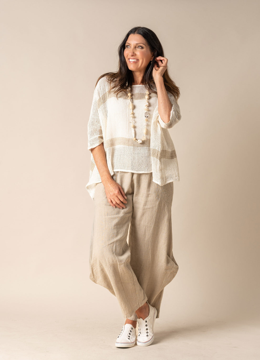 Shyla Linen Pant in Latte