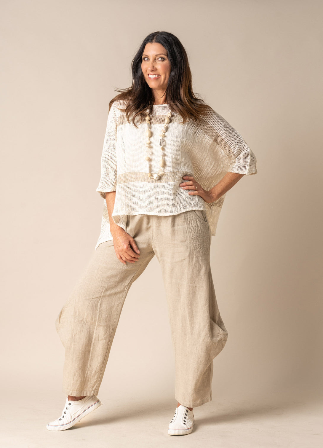 Aleena Linen Top in Cream