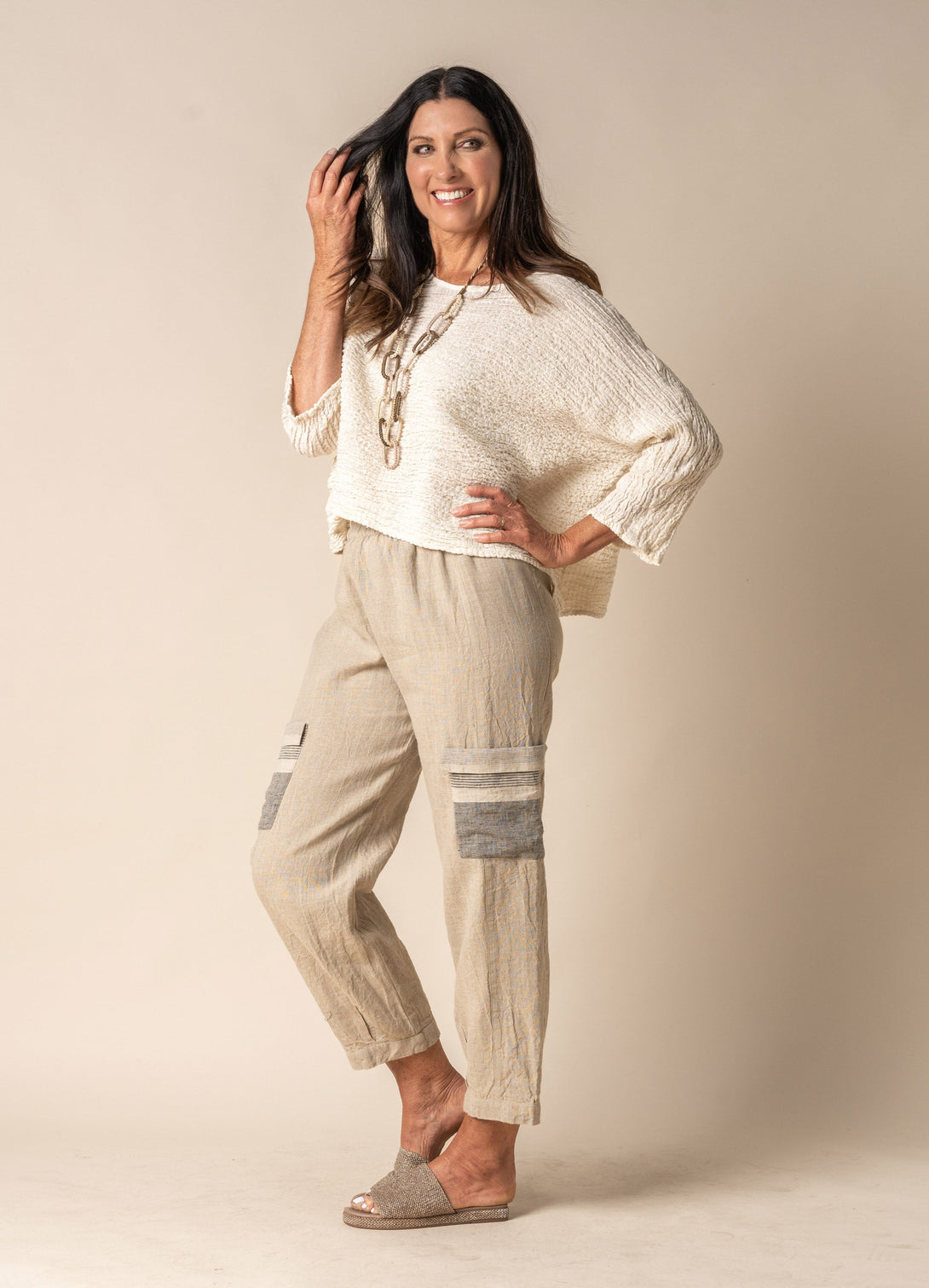 Elara Linen Top in Cream