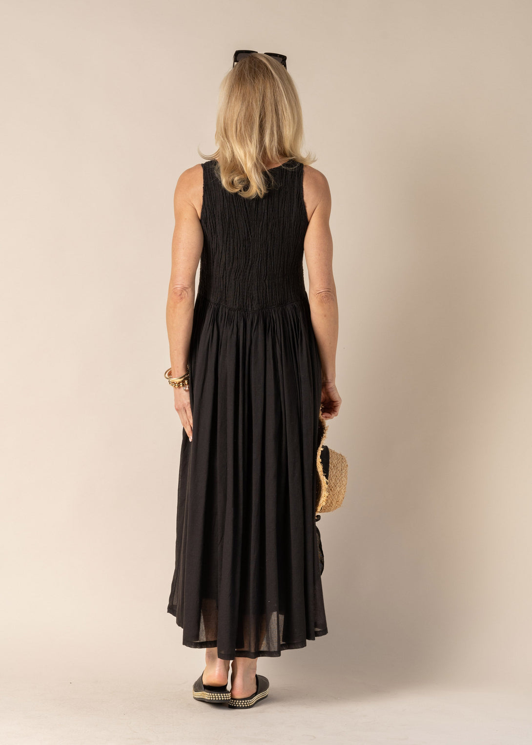 Coraline Cotton Dress in Onyx