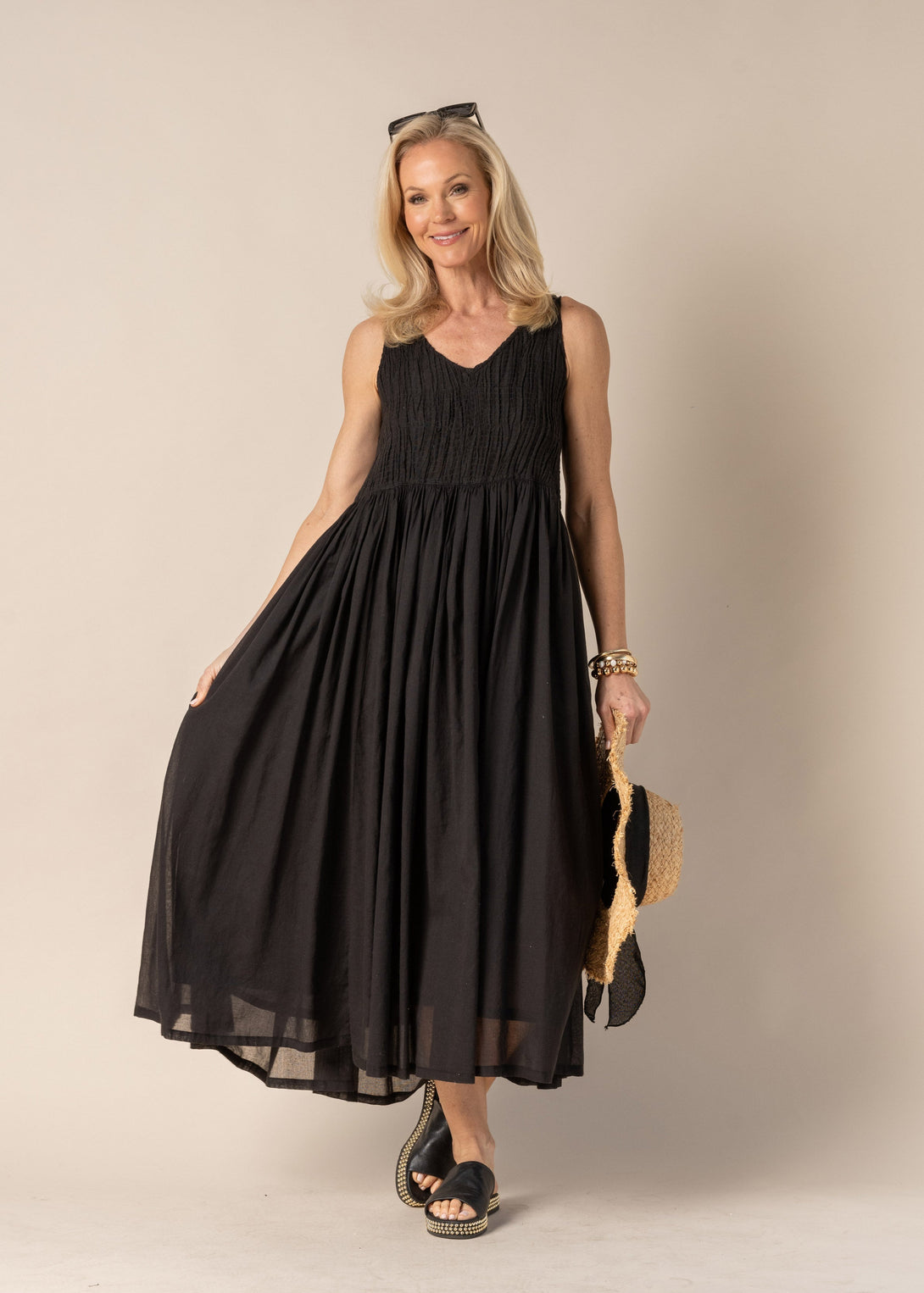 Coraline Cotton Dress in Onyx