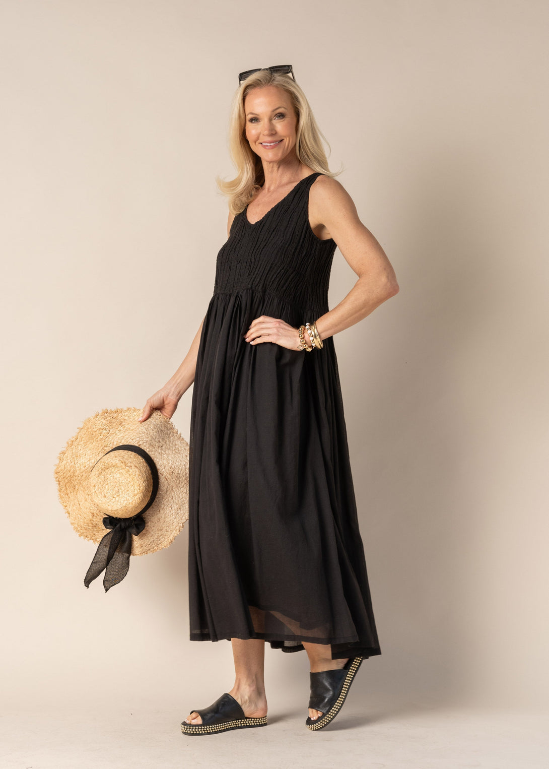 Coraline Cotton Dress in Onyx