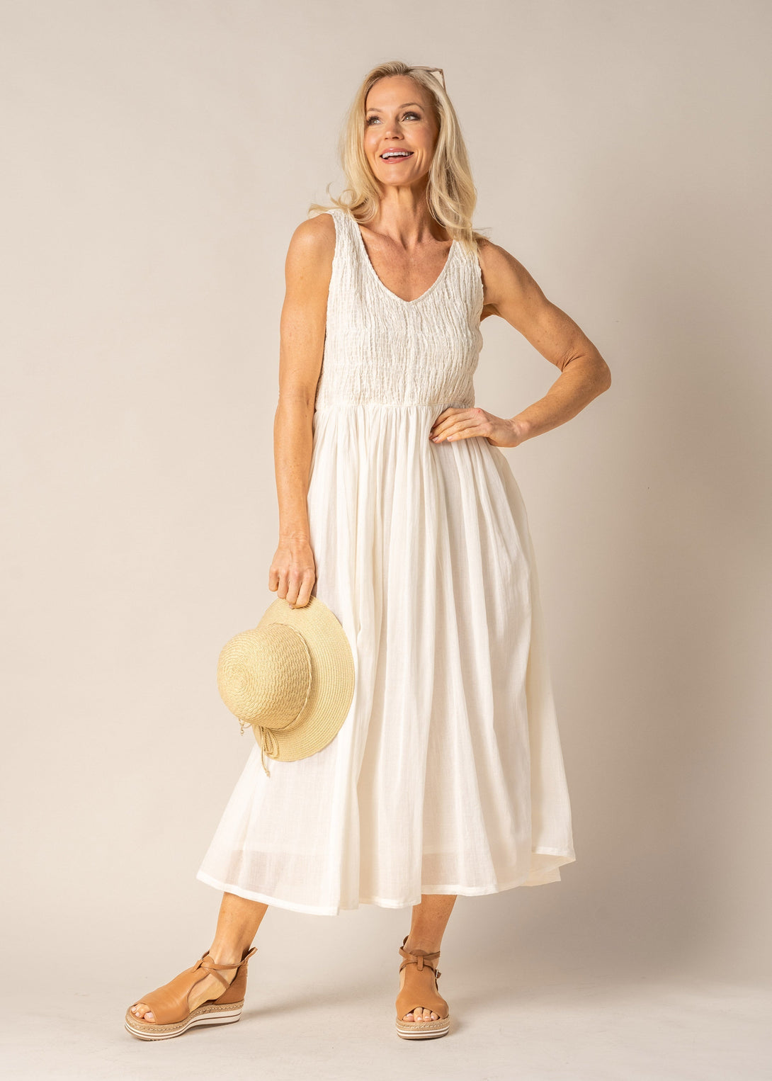 Coraline Cotton Dress in Cream