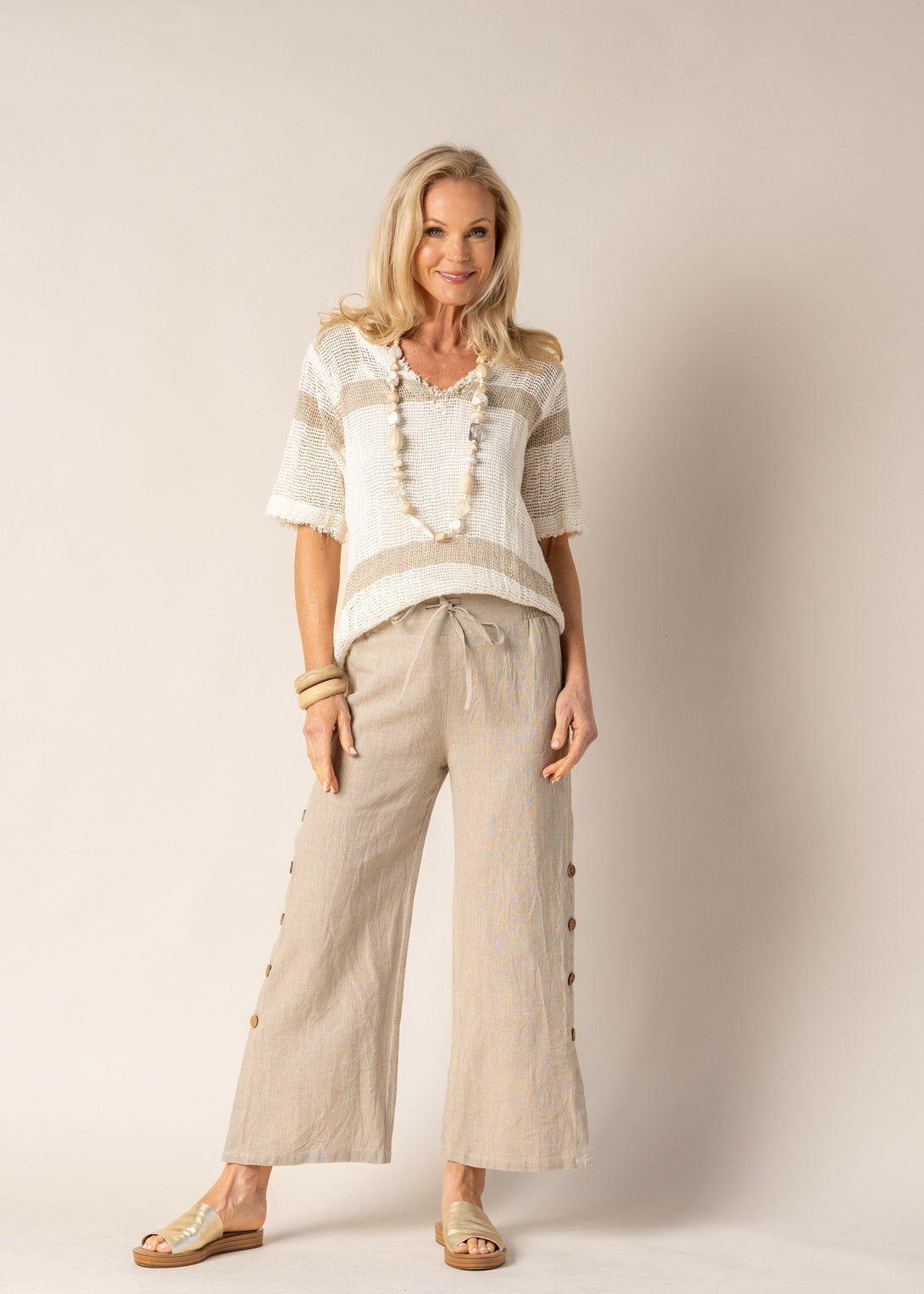 Nerida Linen Top in Cream