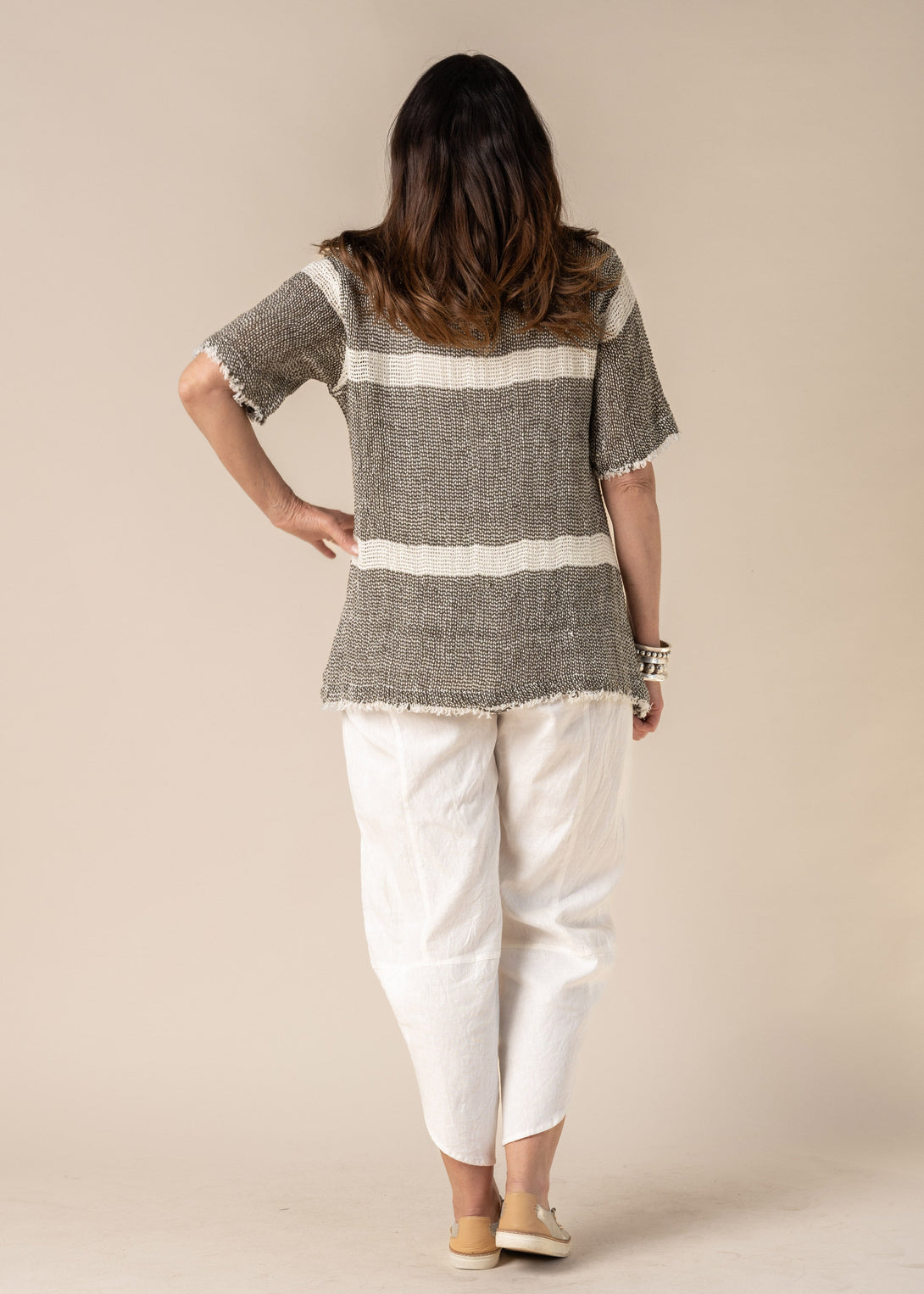 Nerida Linen Top in Khaki