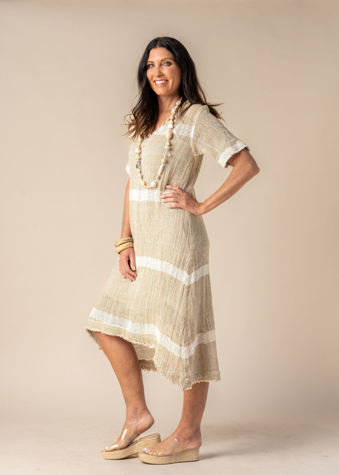 Xanthe Linen Dress in Latte