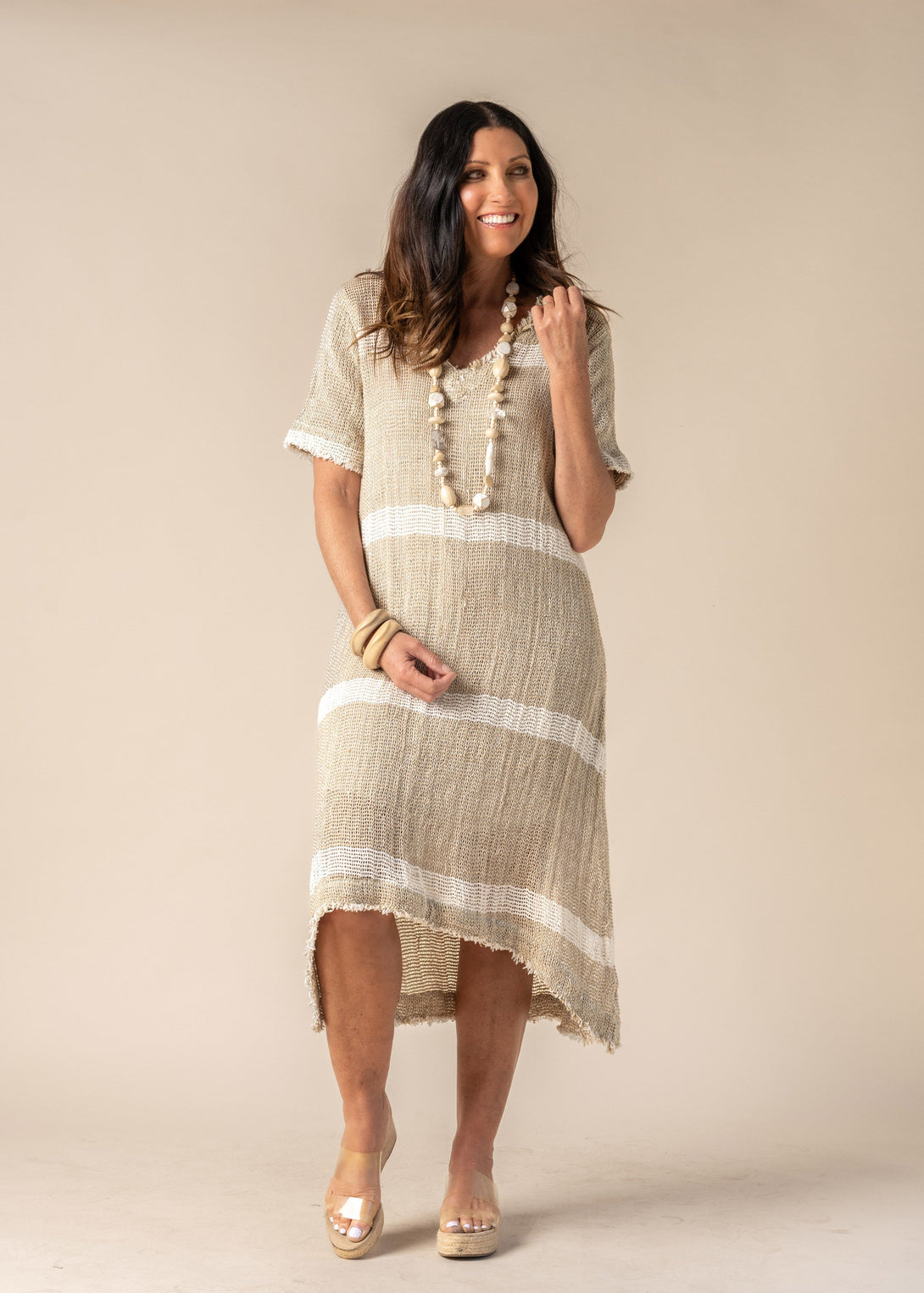 Xanthe Linen Dress in Latte