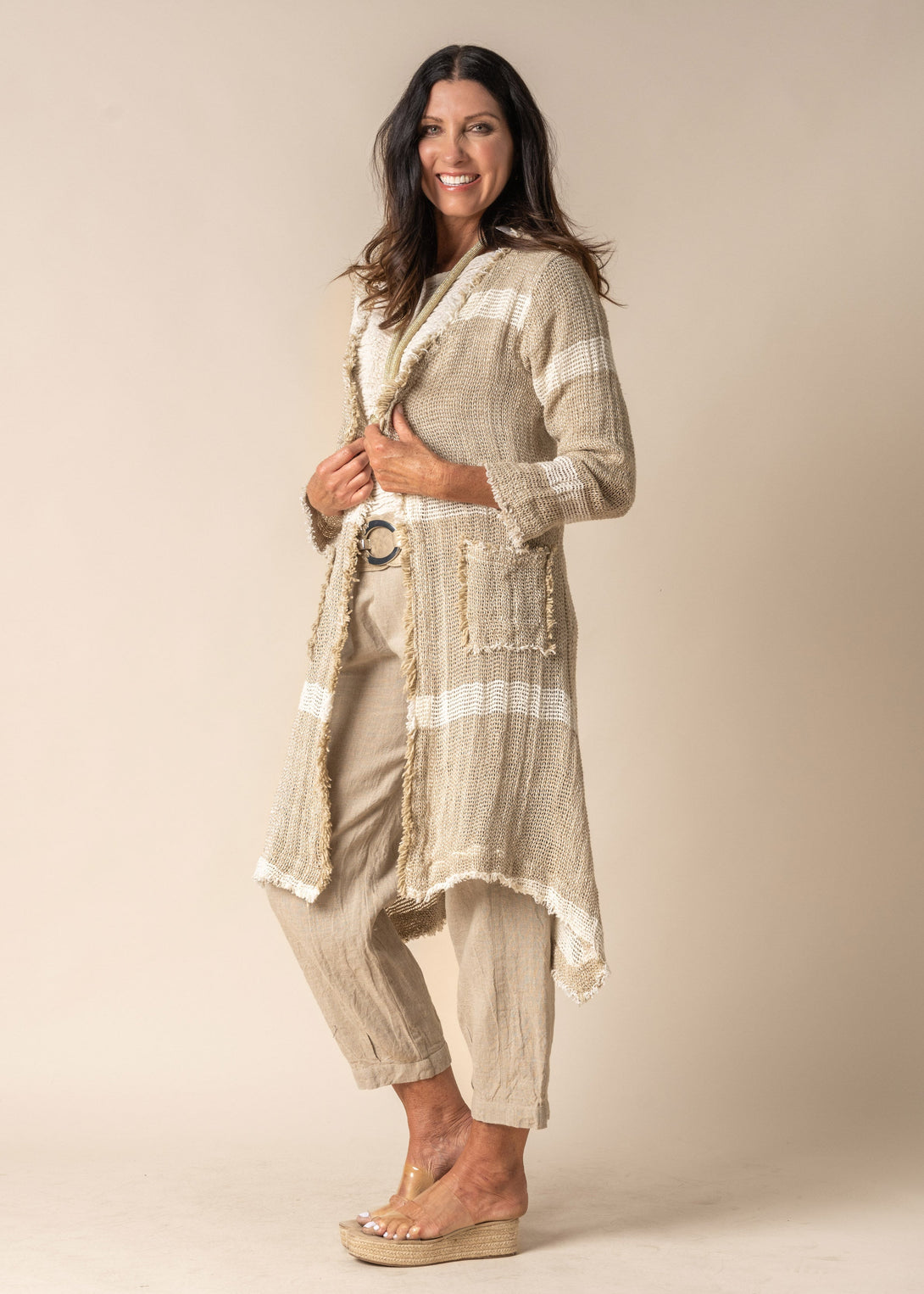 Mara Linen Jacket in Latte