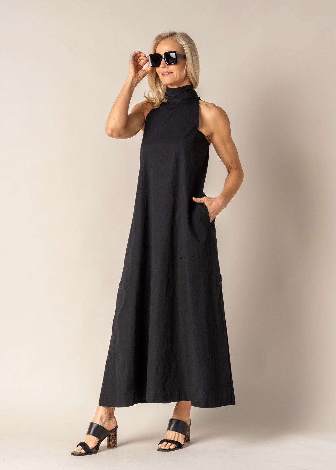 Ebony Cotton Dress in Black