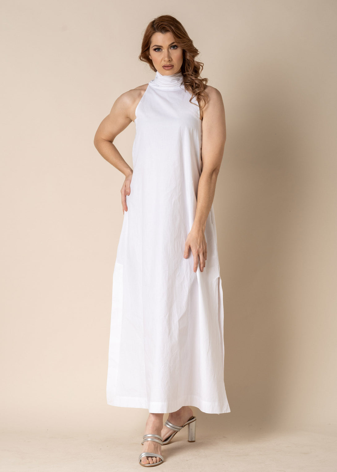 Ebony Cotton Dress in White