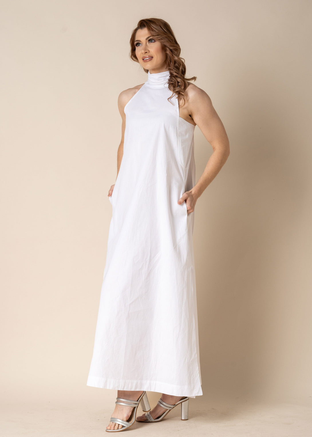 Ebony Cotton Dress in White