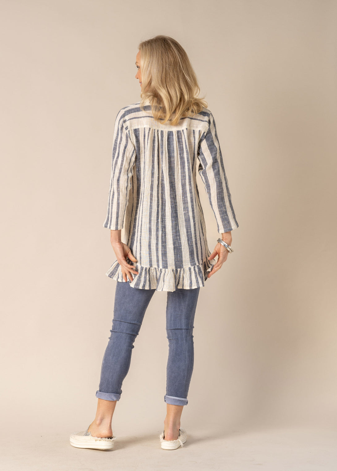 Nyah Top in Denim Blue Stripe