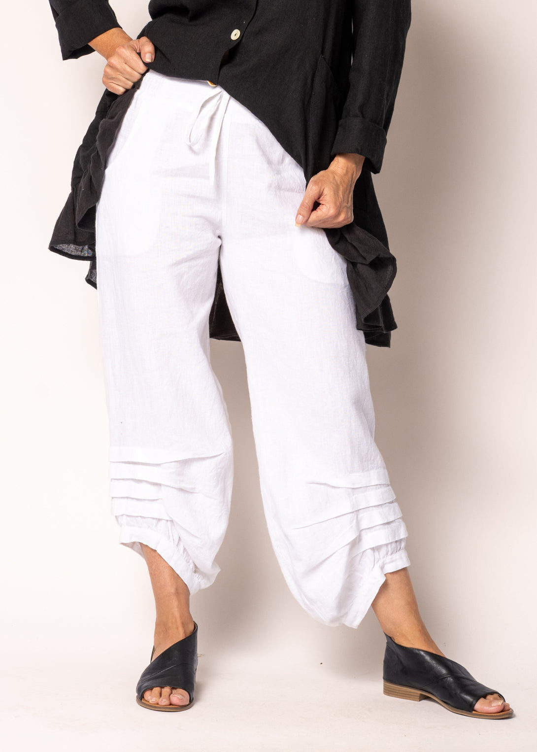 Cami Linen Pant in White - Imagine Fashion