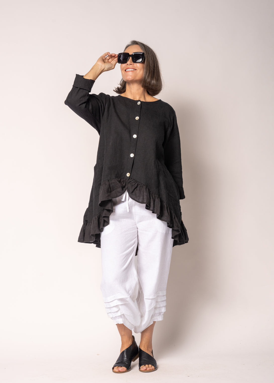 Cami Linen Pant in White - Imagine Fashion