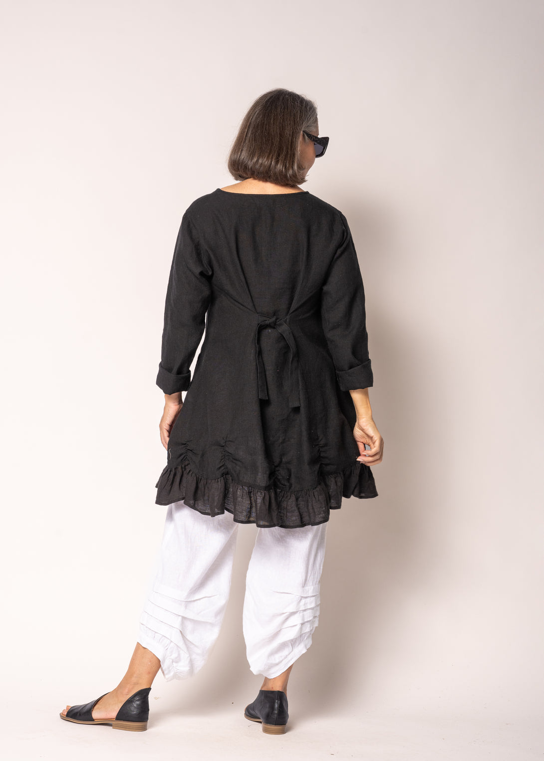 Seraphina Linen Top in Onyx - Imagine Fashion