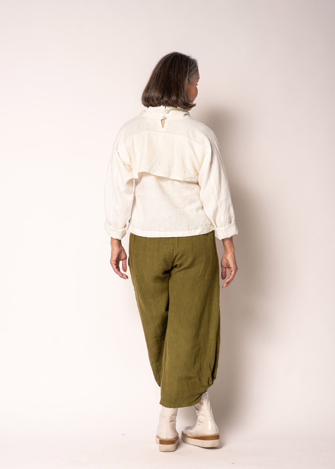 Penrose Linen Top in Cream - Imagine Fashion