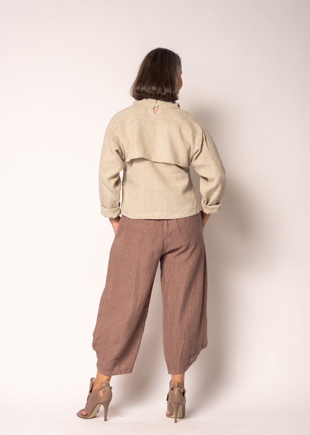 Penrose Linen Top in Latte - Imagine Fashion