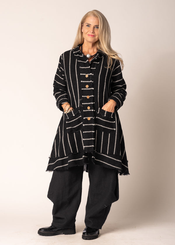 Elodie Linen Jacket in Onyx