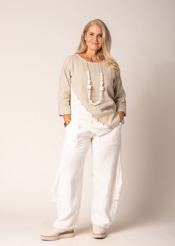 Iliana Linen Top in Latte