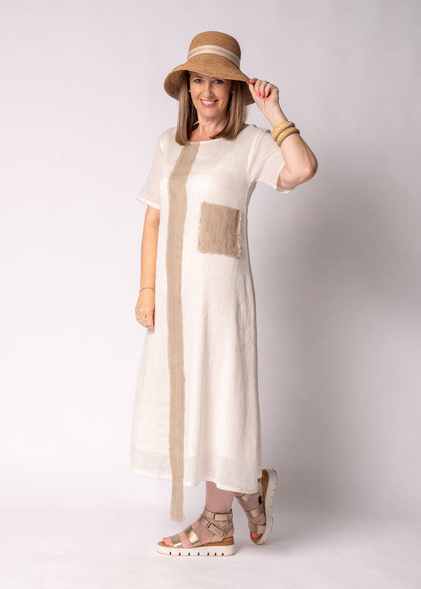 Sophia Linen Dress in Cream