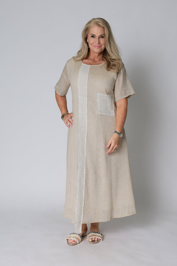 Sophia Linen  Dress in Latte
