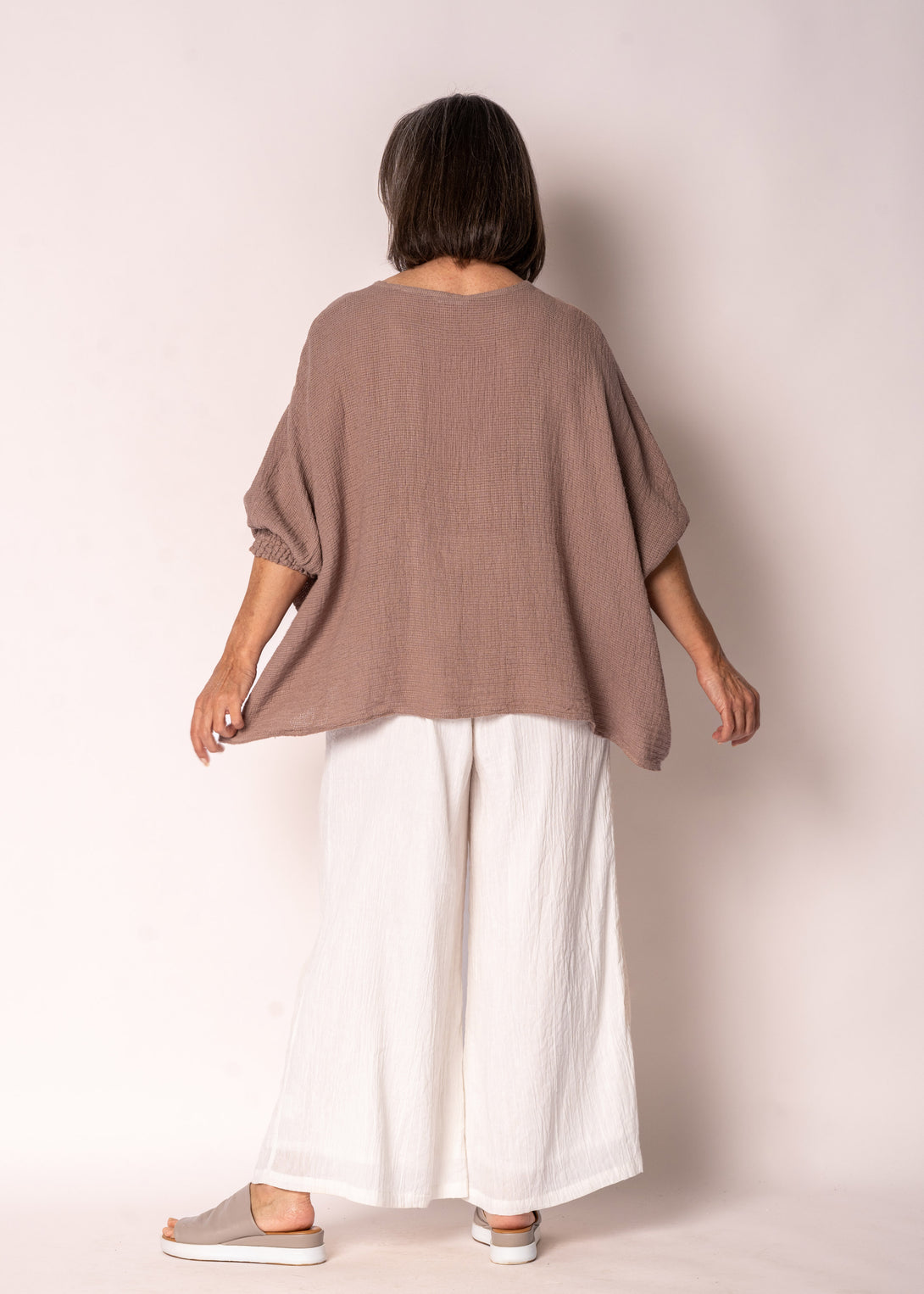 Mallory Linen Top in Milk Chocolate - Imagine Fashion