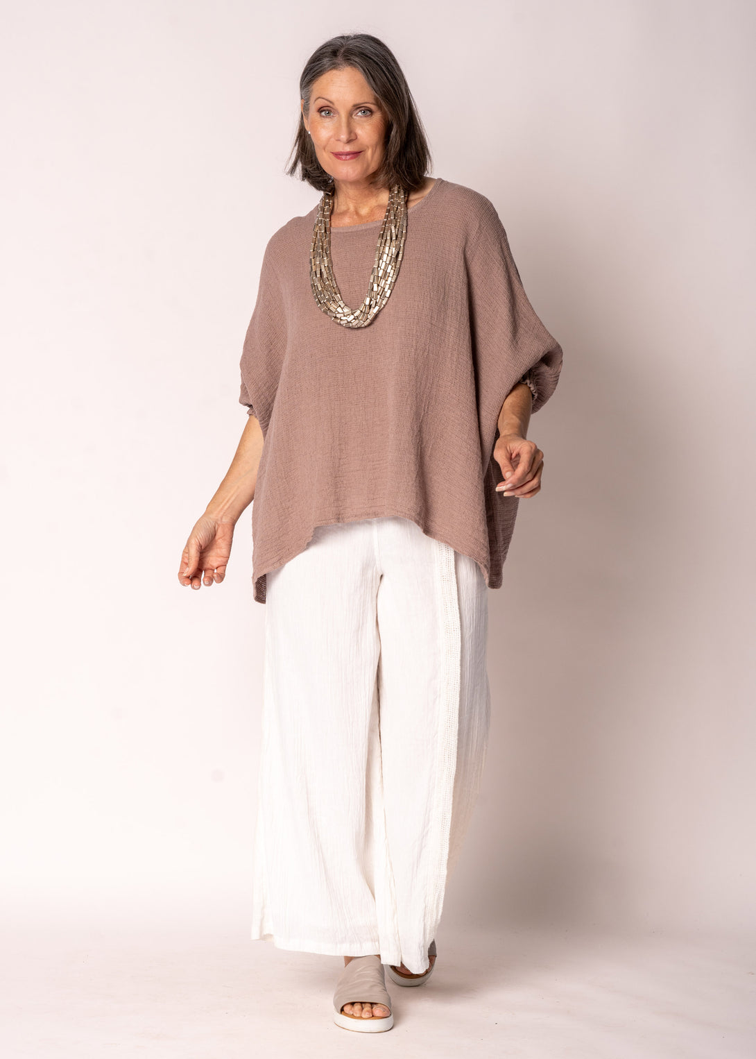 Mallory Linen Top in Milk Chocolate - Imagine Fashion