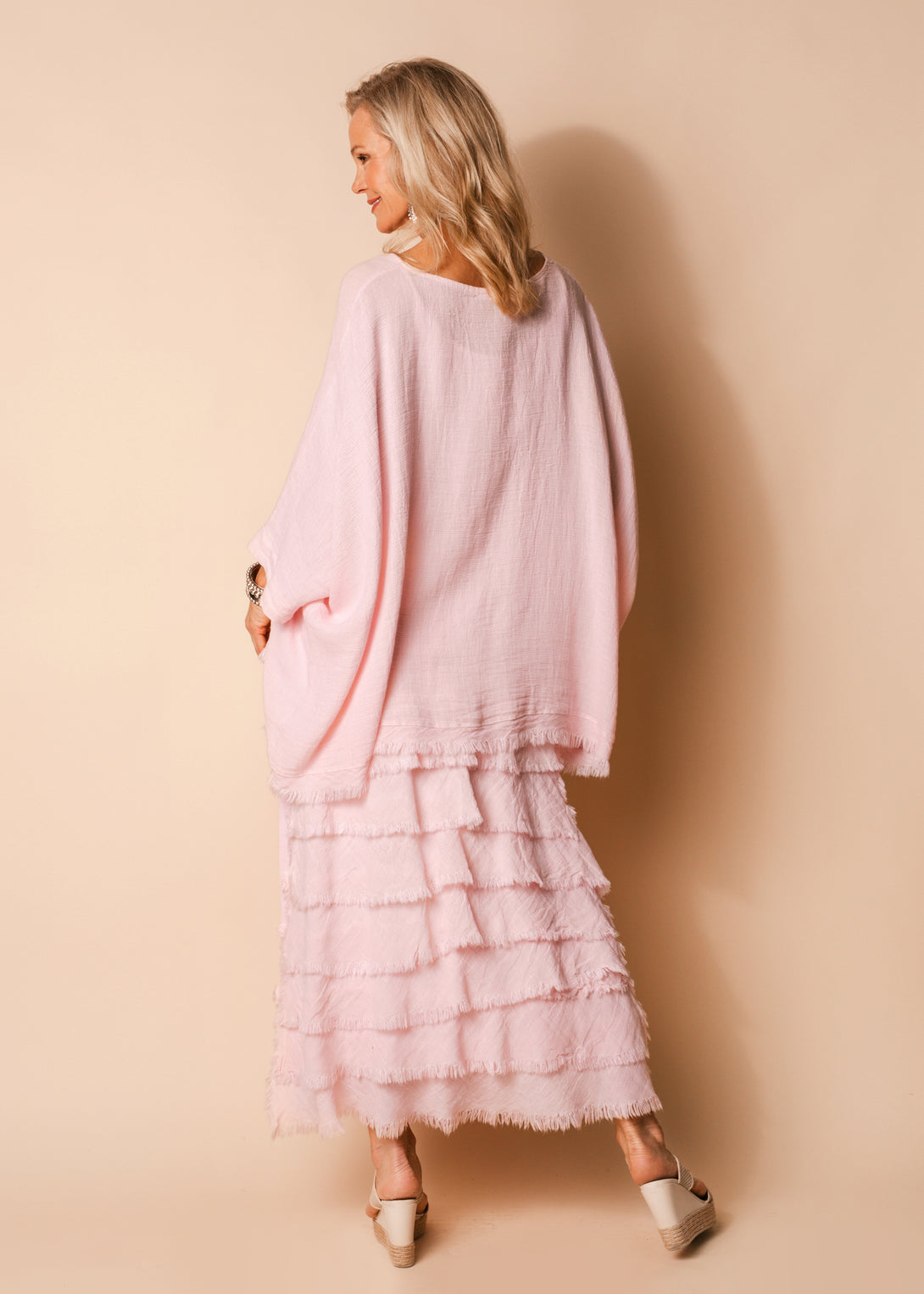 Julie Linen Skirt in Blush - Imagine Fashion