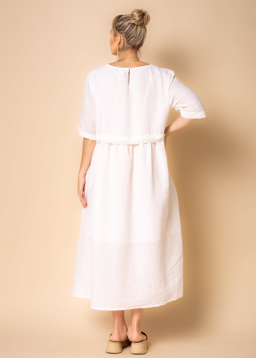 Mackenzie Linen Blend Dress in Cream