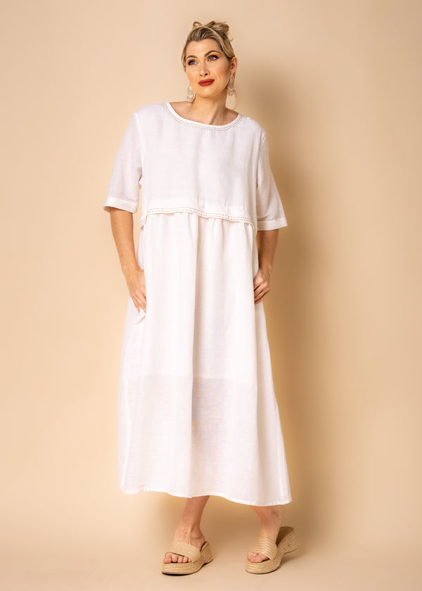 Mackenzie Linen Blend Dress in Cream
