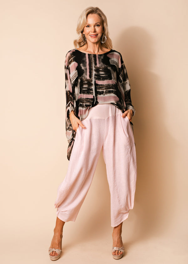 Amaka Linen Pants Full Length in Blush - Imagine Fashion