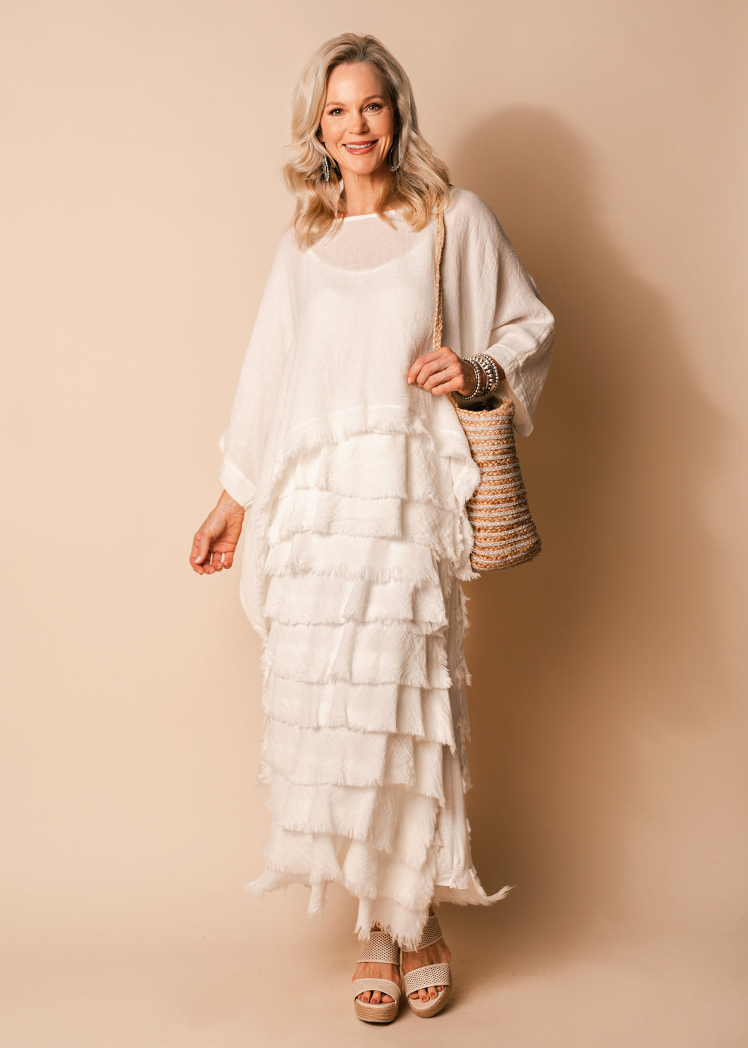 Kalla Linen Top in Cream - Imagine Fashion
