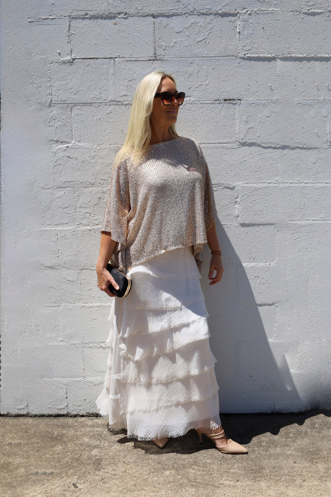 Lynsay Sequin Top in Latte