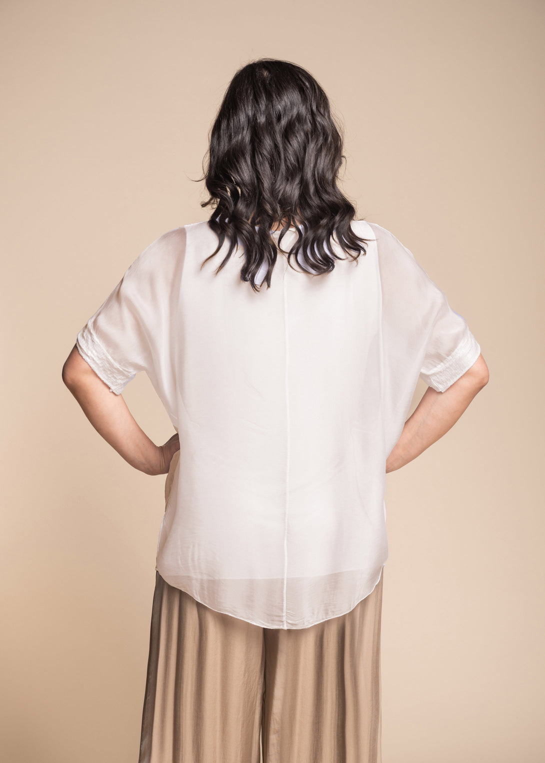 Mimi Silk Top in Latte - Imagine Fashion