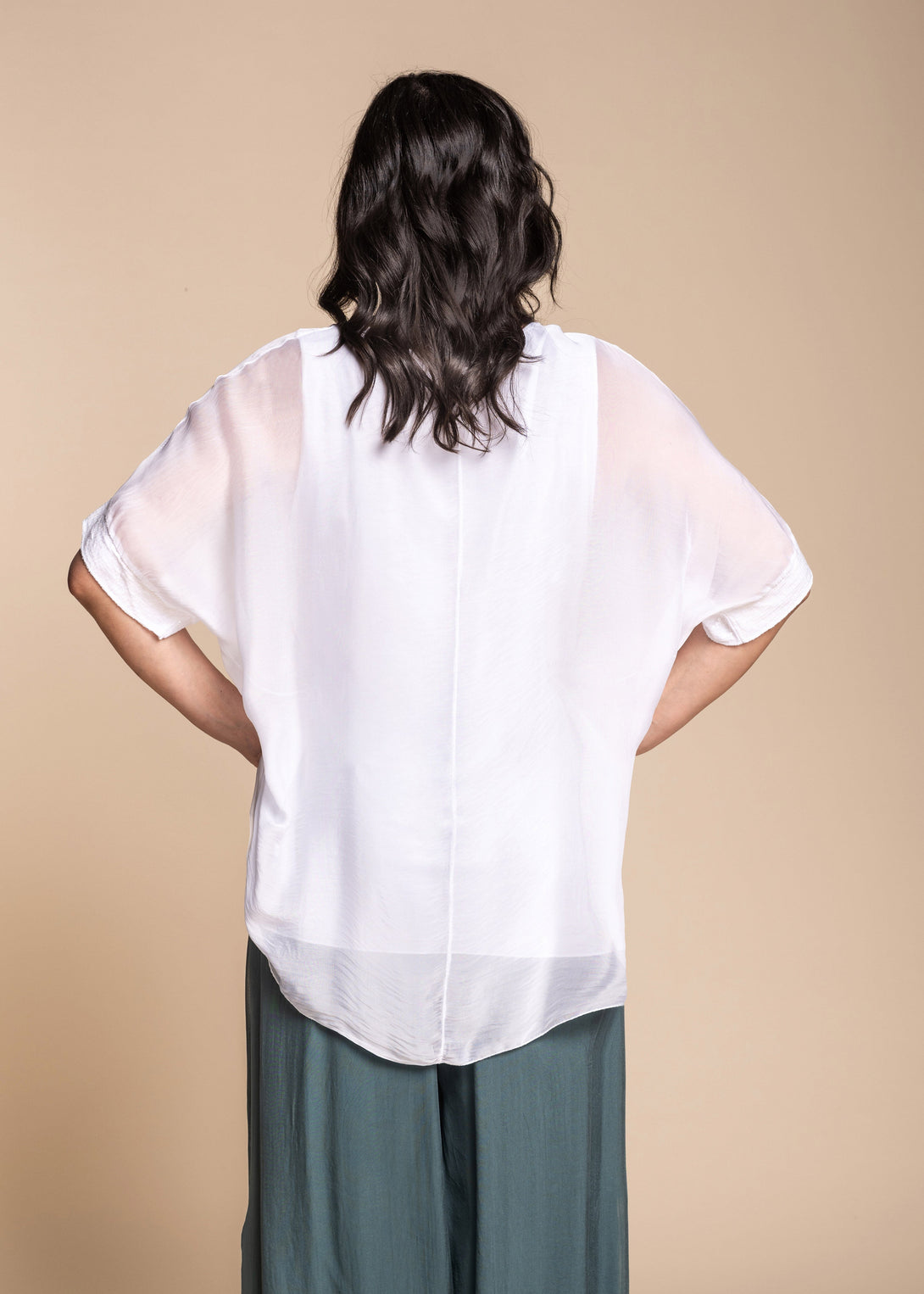 Mimi Silk Top in White - Imagine Fashion