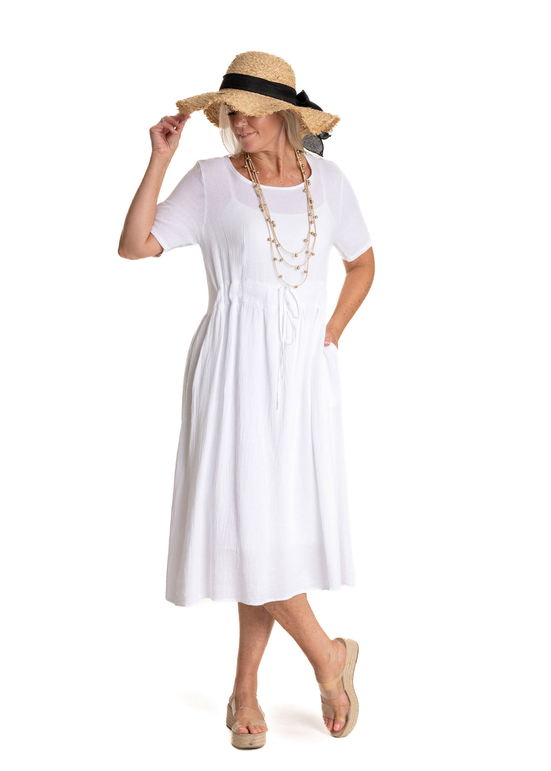 Josie Dress in White - Imagine Fashion